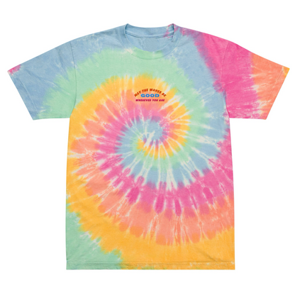 embroidered may the waves be good - oversized tie-dye tee