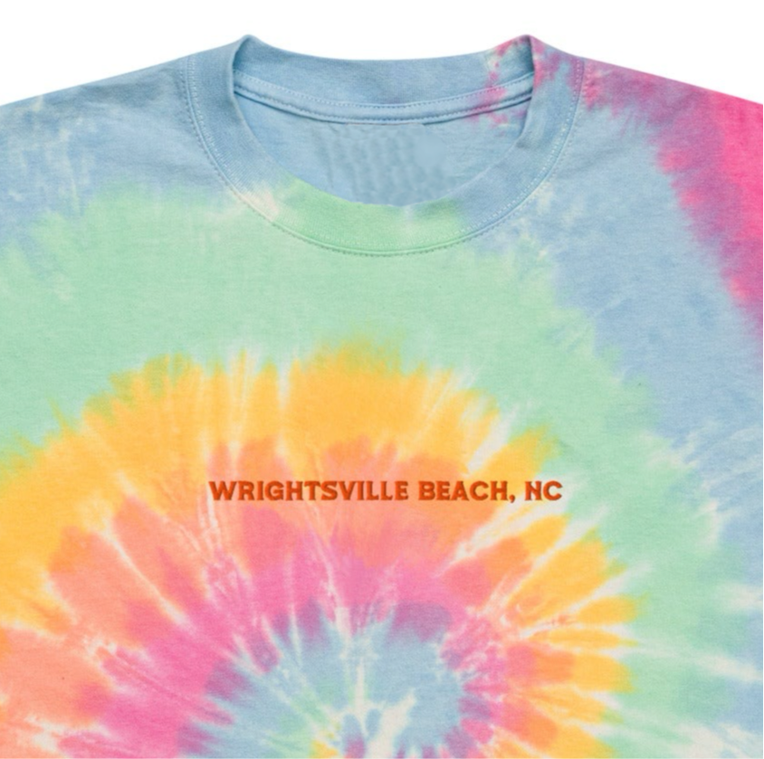 embroidered wbnc - oversized tie-dye tee