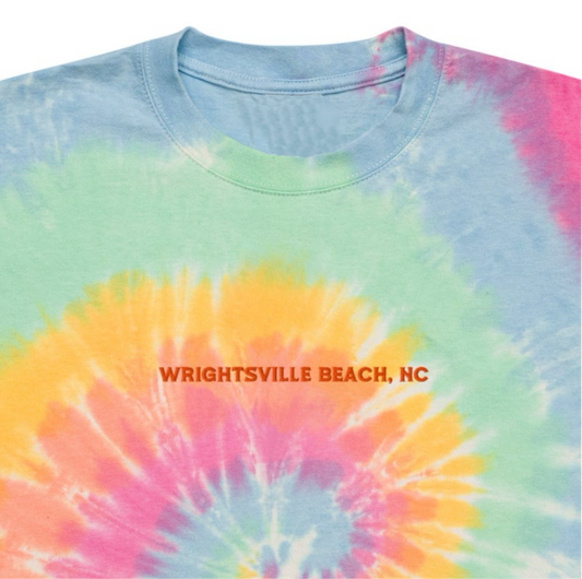 embroidered wbnc - oversized tie-dye tee